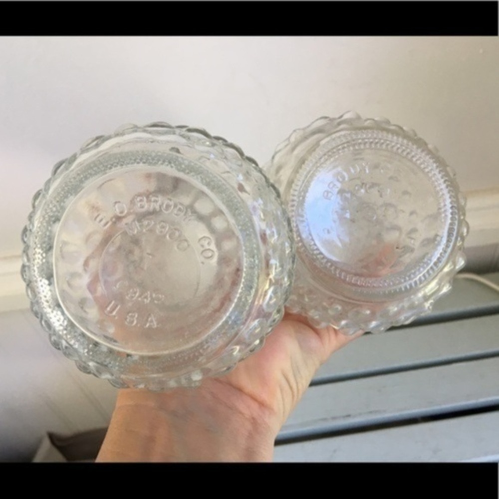 Vintage E.O. Brody Clear Glass Hobnail Vases Set of Two 7.75” H - Picture 6 of 13